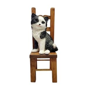 Rare Vintage 1988 Original Castagna Black & White Sitting Cat Figurine